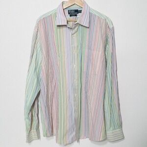 Polo Ralph Lauren Button Up Shirt Mens 17 1/2 XL Curham Custom Fit Striped